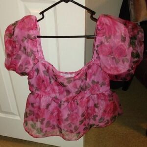 Elegant Pink Floral Blouse